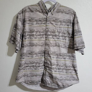 Columbia Men's XL Fishing Theme Short Sleeve 100% Cotton Button Down